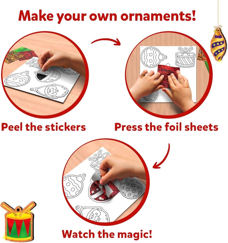 Skillmatics Foil Fun - Christmas Ornaments, Mess Free Art for Kids, Festive Holiday Craft Kits, DIY Decor Creative Activity, Gifts for Girls & Boys Ages 4, 5, 6, 7, 8, 9, and Up - Image 4